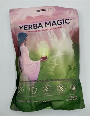 Brainista Yerba Magic Strawberry Matcha 11.64oz, 30 Servings
