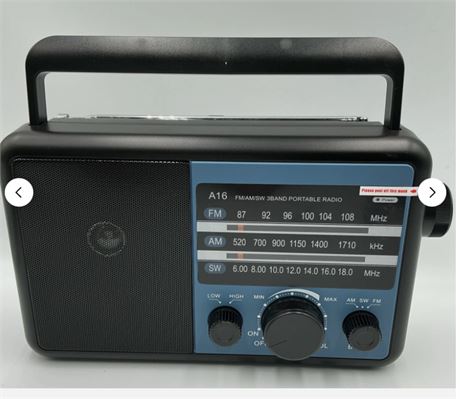 Portable AM/FM 3 Band Radio A16