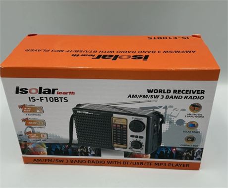 Isolar Iearth IS-F10BTS Newest Outdoor Rechargeable Solar Radio AM/FM/SW 3 Band