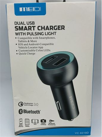 Meidi Dual USB Smart car Charger with pulsing light