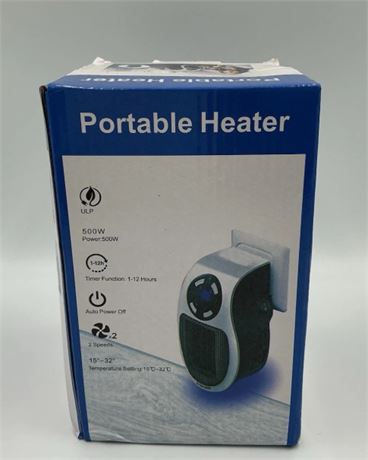 500 W Portable Heater - Black/White With Remote