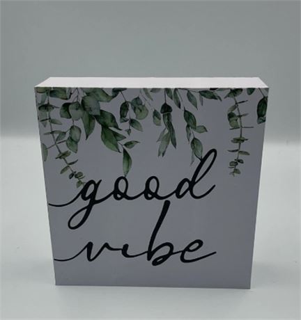 2 Pc Good Vibe Wooden Plaque D88124
