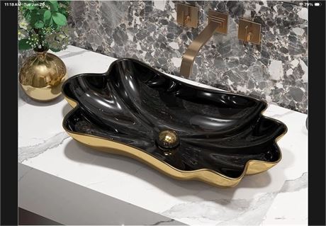 MEJE 24-Inch Unique Lotus Leaf Flower Shape Bathroom Sink, Above Counter