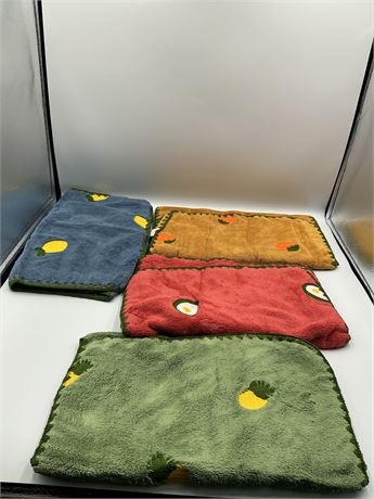 Soft fleece towels cartoon fruit 4pcs