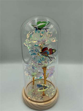 Galaxy Rose in Glass Dome Butterfly